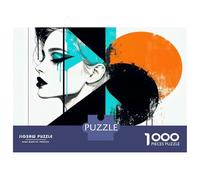 Puzzle De 1000 Pièces pour Adultes Abstract Woman with Geometric Shapes Puzzle Casse-tête Jeu De Rapidité des Mains pour Les Joueurs 52x38cm/1000pcs