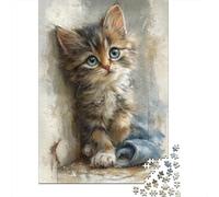 Puzzle De 1000 Pièces pour Adultes Adorable Kitten Painting Puzzle, Jouet, Décoration Murale, Difficile Et Stimulant 38x26cm/1000pcs