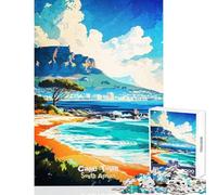 Puzzle de 1000 pièces pour Adultes Affiche côtière du Cap Afrique du Sud Jeu de réflexion Amusant pour Toute la Famille Décoration intérieure pour Noël ou Un Anniversaire (50x75cm)
