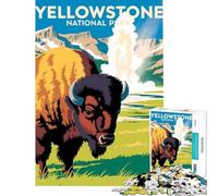 Puzzle de 1000 pièces pour adultes Affiche de bisons du parc national de Yellowstone Activités ludiques à la maison Cadeaux pour femmes Jeux en famille Convient aux personnes de 14 ans et plus 50x75cm