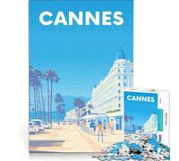 Puzzle de 1000 pièces pour Adultes, Affiche de Cannes, Jeu Familial, Assemblage de Motifs, Cadeau Unique pour Anniversaire et Noël 38x52cm