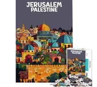 Puzzle de 1000 pièces pour Adultes Affiche de Jérusalem et Palestine Un défi à relever Décoration Murale Jeu Amusant Convient aux 14 Ans et Plus (38x52cm)