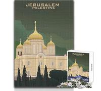 Puzzle de 1000 pièces pour Adultes - Affiche de Jérusalem, Palestine - Casse-tête Amusant et éducatif pour Toute la Famille - Dimensions : 38x26cm