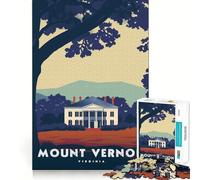 Puzzle de 1000 pièces pour Adultes Affiche de Mount Vernon,Virginie Jeu d'articulation Fin,Amusant et Intelligent,défi,Divertissement Calme,Cadeau d'anniversaire ou Loisir (50x75cm)