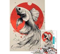Puzzle de 1000 pièces pour Adultes Affiche de Poisson Betta Japonais Activités Amusantes à la Maison décoration Murale Jeu de réflexion pour Les 14 Ans et Plus (50x75cm)