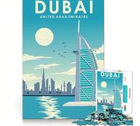 Puzzle de 1000 pièces pour Adultes Affiche de Voyage à Dubaï Jeu d'articulation Fin et Amusant Défi Intelligent Jeu Calme et divertissant Cadeau d'anniversaire ou Loisir (38x26cm)