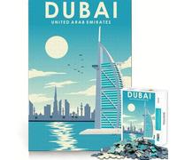 Puzzle de 1000 pièces pour Adultes Affiche de Voyage à Dubaï Jeu de réflexion et de détente Décoration de Noël (50x75cm)