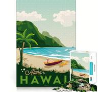 Puzzle de 1000 pièces pour Adultes,Affiche de Voyage à Hawaï,découpe Nette,Jeu Amusant et Stimulant pour Passer Le Temps,décoration Murale de Noël (38x26cm)