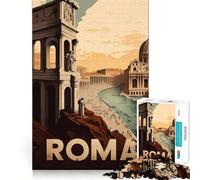 Puzzle de 1000 pièces pour Adultes Affiche de Voyage à Rome Jeu d'articulation Fine,Amusant et Intelligent,défi,Divertissement Calme,Cadeau d'anniversaire ou Loisir (50x75cm)