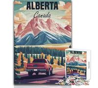 Puzzle de 1000 pièces pour Adultes - Affiche de Voyage Alberta Canada - Jeu intellectuel Amusant et Humoristique - Cadeau d'anniversaire - Dimensions : 38x26cm