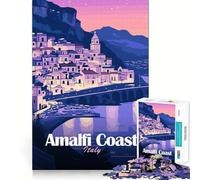 Puzzle de 1000 pièces pour Adultes Affiche de Voyage Côte Amalfitaine Italie Jeu d'articulation précis Jeu de Concentration Cadeau Amusant et Facile à réaliser Décoration Artistique de Noël (50x75cm)