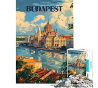 Puzzle de 1000 pièces pour Adultes Affiche de Voyage de Budapest Jeu de réflexion et Anti-Stress Idéal comme Cadeau (Dimensions 38x52cm)