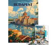 Puzzle de 1000 pièces pour Adultes Affiche de Voyage de Budapest Jeux de détente Une œuvre d'art Difficile et stimulante (Dimensions 50x75cm)