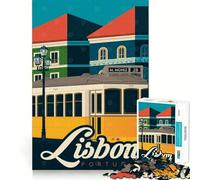 Puzzle de 1000 pièces pour Adultes Affiche de Voyage de Lisbonne Jeu d'articulation Fin,Amusant et Intelligent,défi,Jeu Calme et divertissant,Cadeau d'anniversaire ou Loisir (38x52cm)