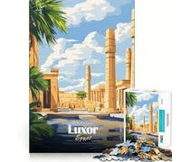 Puzzle de 1000 pièces pour Adultes Affiche de Voyage de Louxor,Égypte Jeu de logique et d'art aux Bords précis Idéal pour se détendre et s'amuser Cadeau Festif et divertissant (50x75cm)