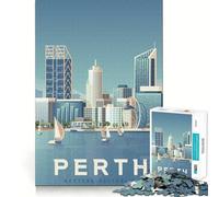 Puzzle de 1000 pièces pour Adultes,Affiche de Voyage de Perth,découpe Lisse,activité cérébrale Intelligente,Loisirs Amusants,décoration de Noël,Cadeau (38x26cm)