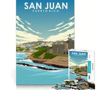 Puzzle de 1000 pièces pour Adultes Affiche de Voyage de San Juan,Porto Rico Jeu d'articulation Fin,Amusant et Intelligent,défi,Jeu Calme et divertissant,Cadeau d'anniversaire ou Loisir (50x75cm)
