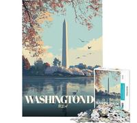 Puzzle de 1000 pièces pour Adultes Affiche de Voyage de Washington DC Jeu addictif pour cultiver la Patience Jeu Amusant et éducatif Cadeau d'anniversaire (Taille 50x75cm)