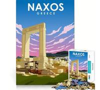 Puzzle de 1000 pièces pour Adultes Affiche de Voyage d'été à Naxos Découpe de qualité supérieure Jeu Amusant et Stimulant pour Le Cerveau Cadeau de Noël apaisant (50x75cm)
