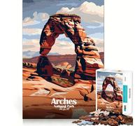 Puzzle de 1000 pièces pour Adultes Affiche de Voyage du Parc National des Arches Jeu de réflexion Amusant et précis pour se détendre et s'amuser Cadeau d'anniversaire (38x52cm)