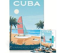 Puzzle de 1000 pièces pour Adultes Affiche de Voyage La Havane,Cuba Jeu de logique Amusant et Facile à Assembler Scène de Noël Artistique (38x26cm)