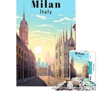 Puzzle de 1000 pièces pour Adultes Affiche de Voyage Milan Italie Jeu Familial éducatif et Stimulant Cadeau d'anniversaire (Dimensions 50x75cm)