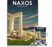 Puzzle de 1000 pièces pour Adultes, Affiche de Voyage Naxos (Grèce), Jeu Stimulant, décoration Murale Parfaite, Dimensions 38x52cm