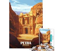 Puzzle de 1000 pièces pour Adultes Affiche de Voyage Petra Jordan Activités Amusantes à la Maison Un Jeu de réflexion Artistique pour Les 14 Ans et Plus 50x75cm