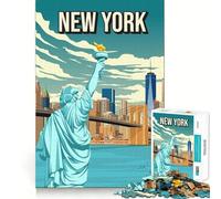 Puzzle de 1000 pièces pour Adultes Affiche de Voyage représentant la Skyline de New York Jeu de réflexion et de Calme Décoration Artistique de Noël (50x75cm)