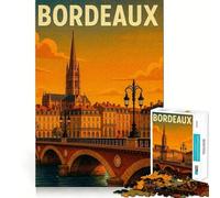 Puzzle de 1000 pièces pour Adultes Affiche de Voyage représentant Un Paysage Urbain de Bordeaux Découpe précise Jeu Amusant et logique,Loisirs et Divertissement Illustration de Noël (38x26cm)