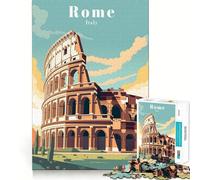 Puzzle de 1000 pièces pour adultes,affiche de voyage Rome Italie,découpe parfaite,jeu de concentration amusant,cadeau pour un moment de détente et de détente,cadeau d'anniversaire ou de loisir 38x52cm