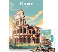 Puzzle de 1000 pièces pour adultes,affiche de voyage Rome Italie,découpe parfaite,jeu de concentration amusant,cadeau pour un moment de détente et de détente,cadeau d'anniversaire ou de loisir 50x75cm