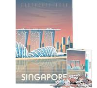 Puzzle de 1000 pièces pour Adultes Affiche de Voyage Singapour Jeu éducatif pour Passer Le Temps Pendant Un séjour à la Maison (Dimensions 38x52cm)