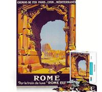Puzzle de 1000 pièces pour Adultes,Affiche de Voyage sur Rome,découpe Parfaite,Jeu de Concentration Amusant,Cadeau pour Un Moment de détente et de détente,Cadeau d'anniversaire ou de Loisir (38x26cm)