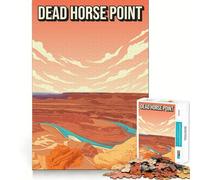 Puzzle de 1000 pièces pour adultes Affiche de voyage vintage du parc d'État de Dead Horse Point Découpe de qualité supérieure Jeu amusant et stimulant pour le cerveau Cadeau de Noël apaisant (38x52cm)