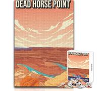 Puzzle de 1000 pièces pour Adultes - Affiche de Voyage Vintage du Parc d'État de Dead Horse Point - Jeu éducatif - Idée Cadeau d'anniversaire ou de Père Noël Secret - Dimensions 38x26cm