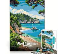 Puzzle de 1000 pièces pour Adultes,Affiche du Parc National ABEL Tasman,Jeu de réflexion Amusant et précis, pour se détendre et s'amuser,Cadeau d'anniversaire (38x52cm)