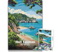 Puzzle de 1000 pièces pour Adultes - Affiche du Parc National ABEL Tasman - Jeu de réflexion Unique,Analyse et logique - Idée Cadeau d'anniversaire - Dimensions : 50x75cm