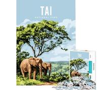 Puzzle de 1000 pièces pour Adultes Affiche du Parc National de Taï Jouet éducatif et ludique pour Toute la Famille Décoration idéale Cadeau d'anniversaire (Dimensions 38x52cm)