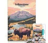 Puzzle de 1000 pièces pour Adultes Affiche du Parc National de Yellowstone Jeu Manuel entraînez Votre Cerveau et Vos Mains Chaque pièce est Unique 38x52cm