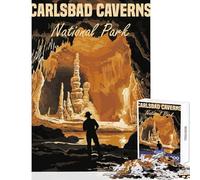 Puzzle de 1000 pièces pour Adultes Affiche du Parc National des grottes de Carlsbad Décoration Murale Jouet pour Les Jeux (38x26cm)