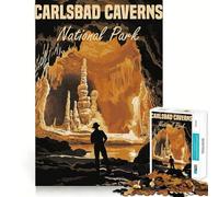 Puzzle de 1000 pièces pour Adultes Affiche du Parc National des grottes de Carlsbad Décoration soignée Jeu d'exercice Mental Loisirs et Divertissement Cadeau de Noël Amusant (50x75cm)