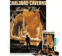 Puzzle de 1000 pièces pour Adultes Affiche du Parc National des grottes de Carlsbad Décoration soignée Jeu d'exercice Mental Cadeau Amusant et décontracté pour Noël (38x26cm)