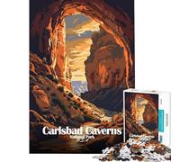 Puzzle de 1000 pièces pour Adultes Affiche du Parc National des grottes de Carlsbad Jeu éducatif et Familial Décoration Parfaite Cadeau d'anniversaire (Taille 50x75cm)