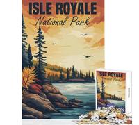 Puzzle de 1000 pièces pour Adultes Affiche du Parc National Isle Royale Décoration intérieure Jouet Idée Cadeau Jeu Relaxant et Stimulant Dimensions 38x26cm