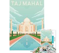 Puzzle de 1000 pièces pour Adultes Affiche du Taj Mahal en Inde Jeu Manuel et éducatif Cadeau d'anniversaire pour Toute la Famille (Dimensions 75x50cm)