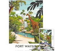 Puzzle de 1000 pièces pour Adultes Affiche Girafe de Fort Wayne Jeu Pratique Découpe de précision Jouet éducatif Défi éducatif (38x52cm)