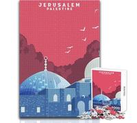 Puzzle de 1000 pièces pour Adultes - Affiche Jérusalem la Nuit - Profitez de Moments de Calme et de sérénité - Découpe de Haute précision - Jeu de Loisirs créatifs - Dimensions:38x26cm