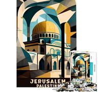 Puzzle de 1000 pièces pour Adultes Affiche Jérusalem Palestine Jeu éducatif et Pratique d'analyse et de logique Cadeau Amusant (Dimensions 50x75cm)
