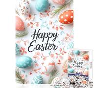 Puzzle de 1000 pièces pour Adultes Affiche « Joyeuses Pâques » Jeu éducatif Cadeau d'anniversaire Jeu Impossible pour renforcer Les Liens Amoureux Dimensions 38x26cm